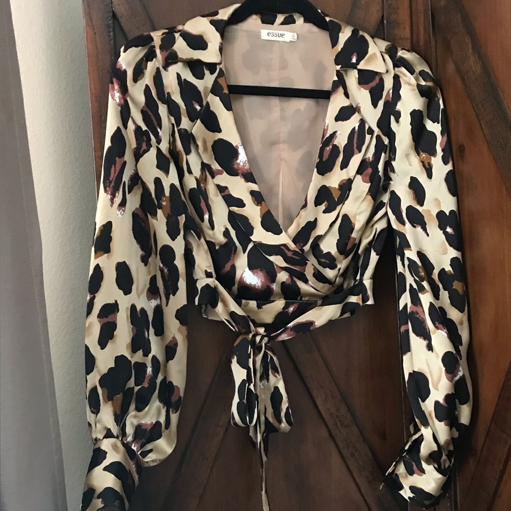 Satin Leopard Long Sleeve Shirt